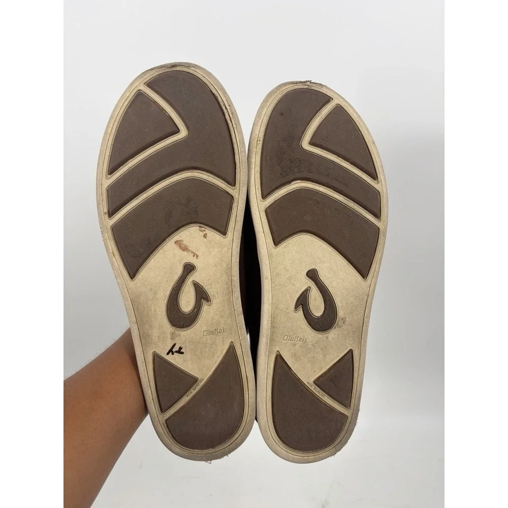 Olukai Nalukai Leather Mens Shoes Size 9.5 Slip On Drop In Casual Brown